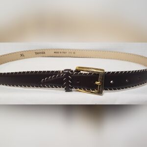 Tanner Women’s Brown  Belt Tan Whip Stitch Size XL Made In Italy
